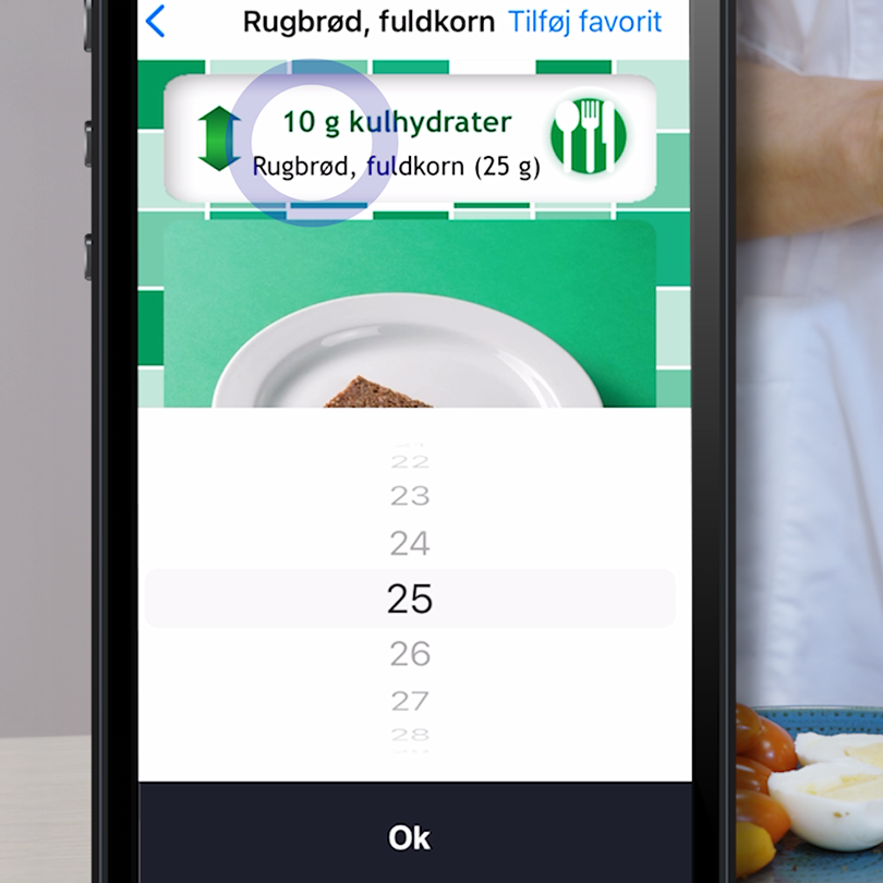 Appen viser hvor mange kulhydrater der er i rugbrød