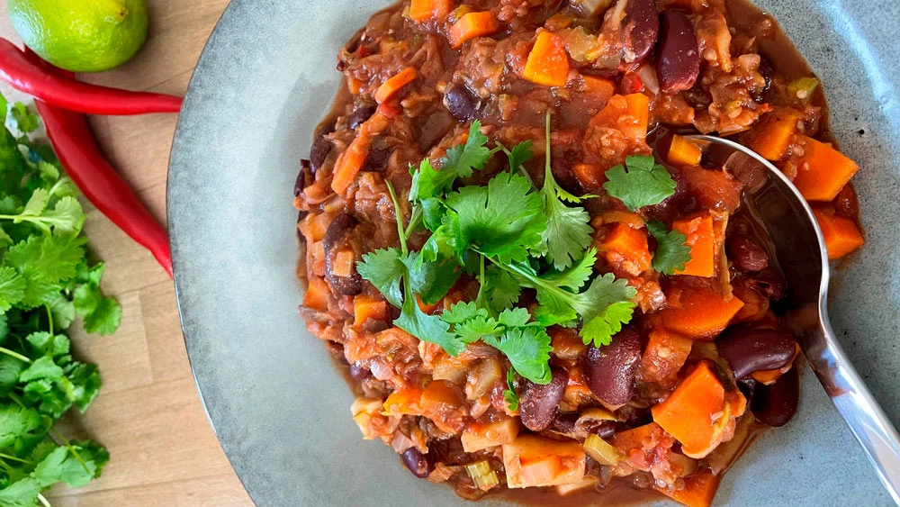 Billede af tallerken med retten chili sin carne