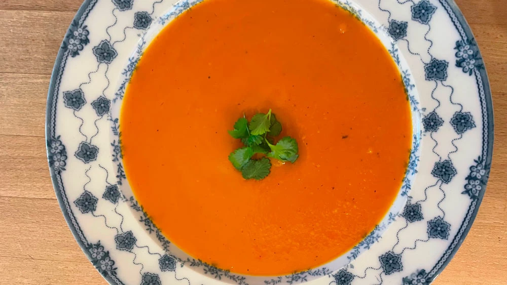 Billede af tallerken med hokkaidosuppe